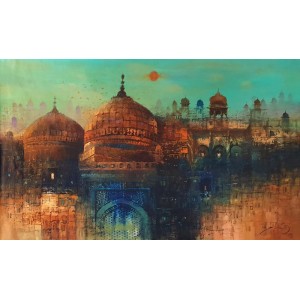A. Q. Arif, 24 x 42 Inch, Oil on Canvas, Cityscape Painting, AC-AQ-459